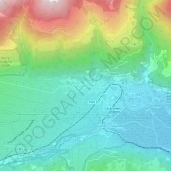 Kortsch - Corzes topographic map, elevation, terrain
