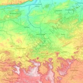 Palāmu topographic map, elevation, terrain
