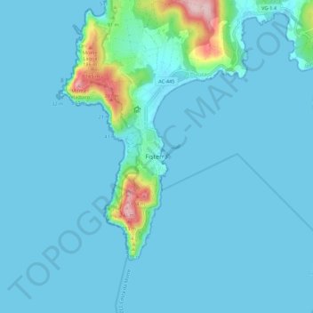 Fisterra topographic map, elevation, terrain