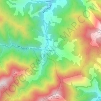 Cosgaya topographic map, elevation, terrain
