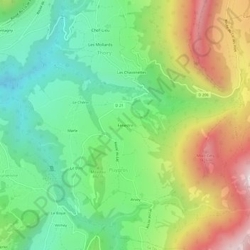 Fénestro topographic map, elevation, terrain