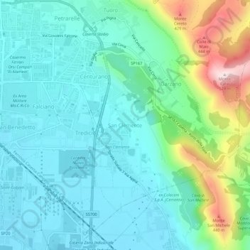 San Clemente topographic map, elevation, terrain