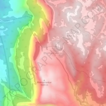 Bhimashankar topographic map, elevation, terrain