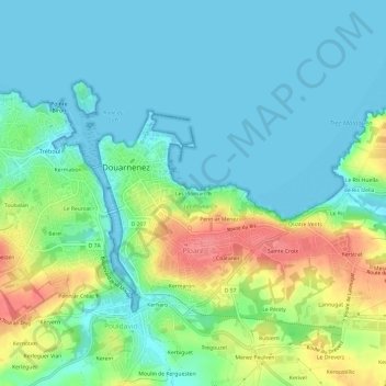 Les Plomarc'h topographic map, elevation, terrain