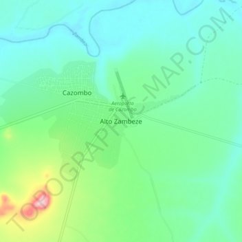 Alto Zambeze topographic map, elevation, terrain