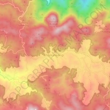 Mekarwangi topographic map, elevation, terrain