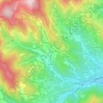 Jullié topographic map, elevation, terrain