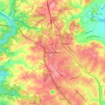 Reisterstown topographic map, elevation, terrain