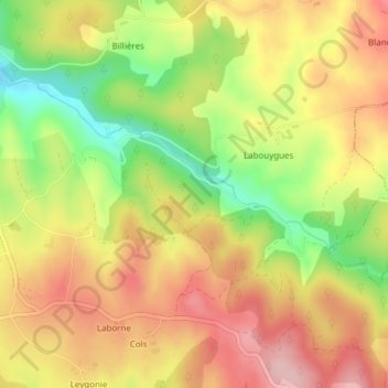 Puech Cibie topographic map, elevation, terrain