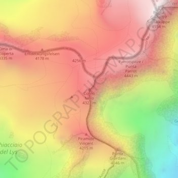 Corno Nero topographic map, elevation, terrain