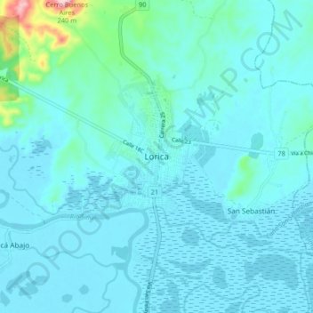 Lorica topographic map, elevation, terrain