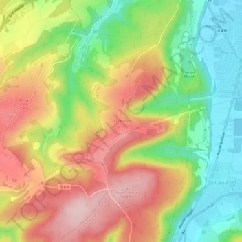 Lucelans topographic map, elevation, terrain