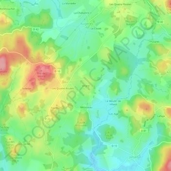 Villard topographic map, elevation, terrain