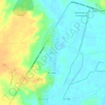 Letirá topographic map, elevation, terrain