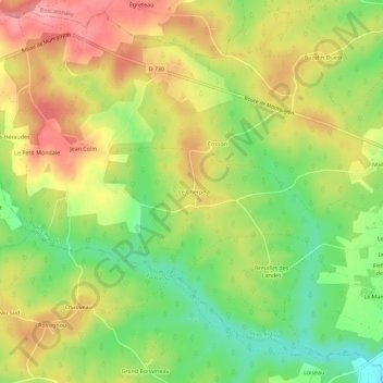 Le Cherpe topographic map, elevation, terrain
