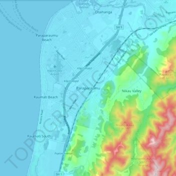 Paraparaumu topographic map, elevation, terrain