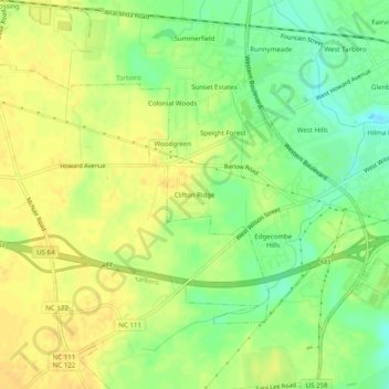 Clifton Ridge topographic map, elevation, terrain
