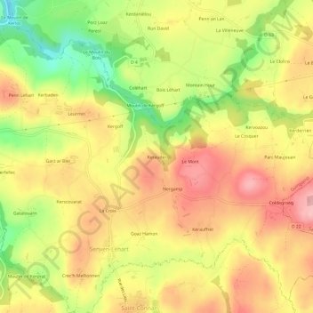 Kerauder topographic map, elevation, terrain