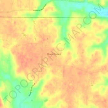Mount Pleasant topographic map, elevation, terrain