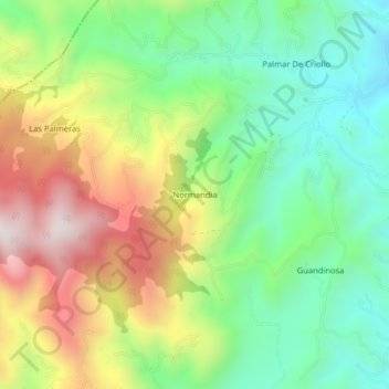 Normandia topographic map, elevation, terrain