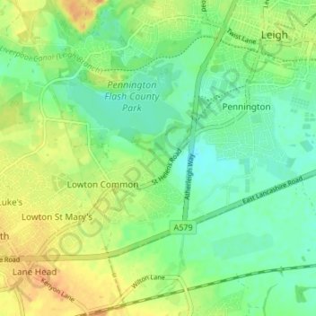 Aspull Common topographic map, elevation, terrain