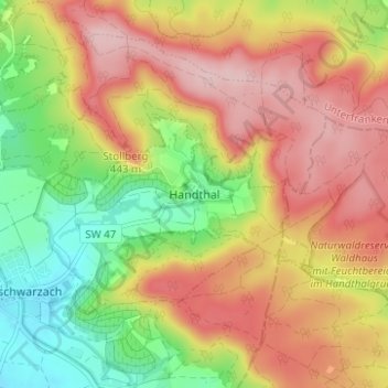 Handthal topographic map, elevation, terrain