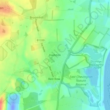 Hadston topographic map, elevation, terrain