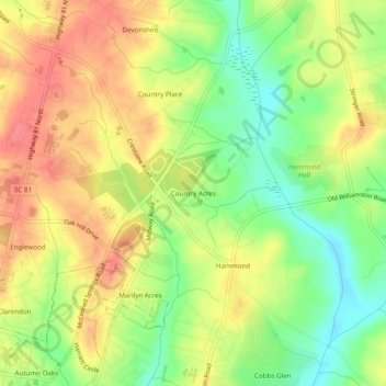 Country Acres topographic map, elevation, terrain
