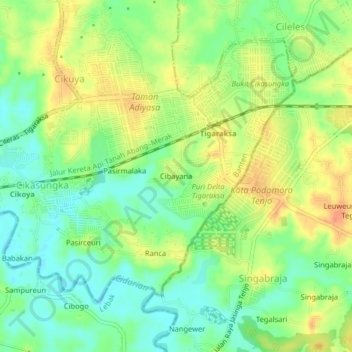 Cibayana topographic map, elevation, terrain