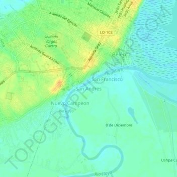 San Andres topographic map, elevation, terrain