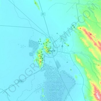 Oruro topographic map, elevation, terrain