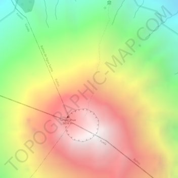 Tungurahua Volcano topographic map, elevation, terrain