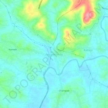 Anjarakandy topographic map, elevation, terrain