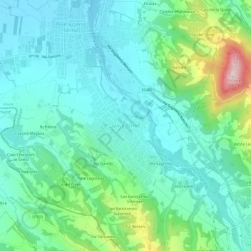 Salice Terme topographic map, elevation, terrain