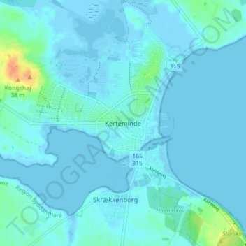 Kerteminde topographic map, elevation, terrain