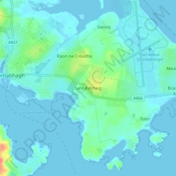 Sandwick topographic map, elevation, terrain