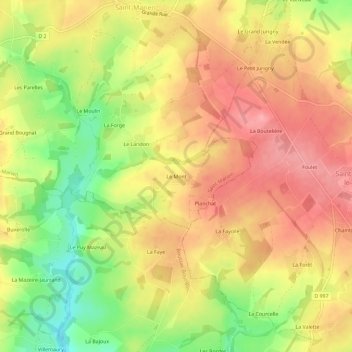 Le Mont topographic map, elevation, terrain