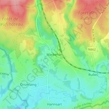 Marbehan topographic map, elevation, terrain