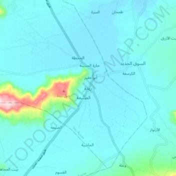 Raydah topographic map, elevation, terrain
