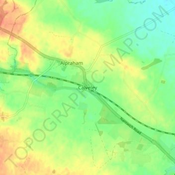 Calveley topographic map, elevation, terrain