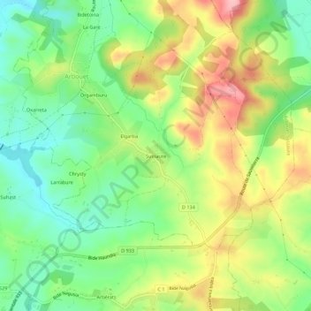 Sussaute topographic map, elevation, terrain