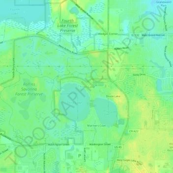 Third Lake topographic map, elevation, terrain