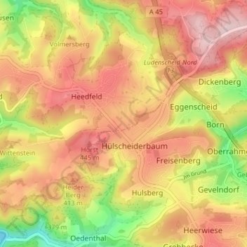 Gelstern topographic map, elevation, terrain