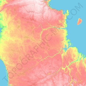 Nunavik topographic map, elevation, terrain