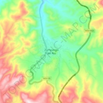 Zumpango del Río topographic map, elevation, terrain
