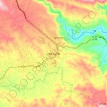 Khe Sanh topographic map, elevation, terrain