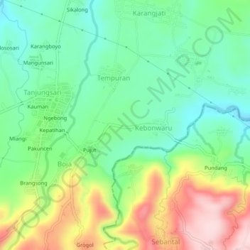 Pujut topographic map, elevation, terrain