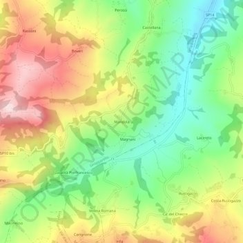 Mandola topographic map, elevation, terrain
