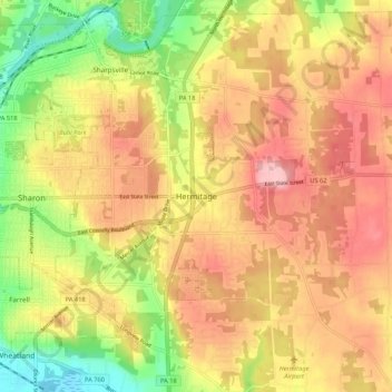 Hermitage topographic map, elevation, terrain