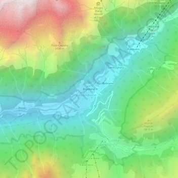 Bondione topographic map, elevation, terrain